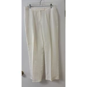 Liz Claiborne Audra White 100% Linen Pants Women's 16 Beach Coastal Trousers